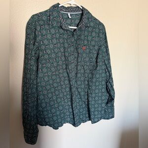 Cinch Green Paisley Button-Up Shirt